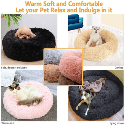 Rundes Hundebett Flauschig Donut – Bequemes Hundesofa XL Braun