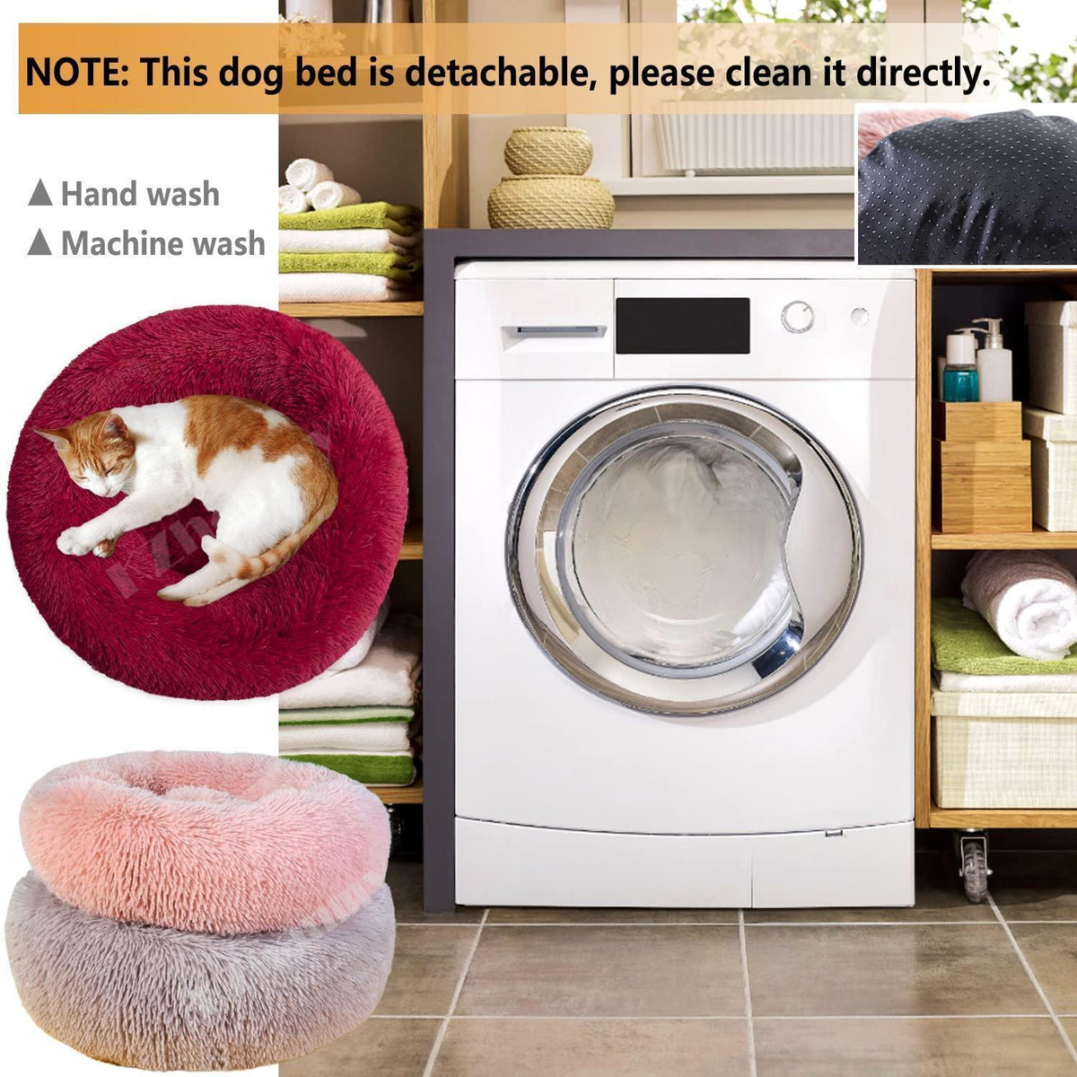 Rundes Hundebett Flauschig Donut – Bequemes Hundesofa 3XL Rot