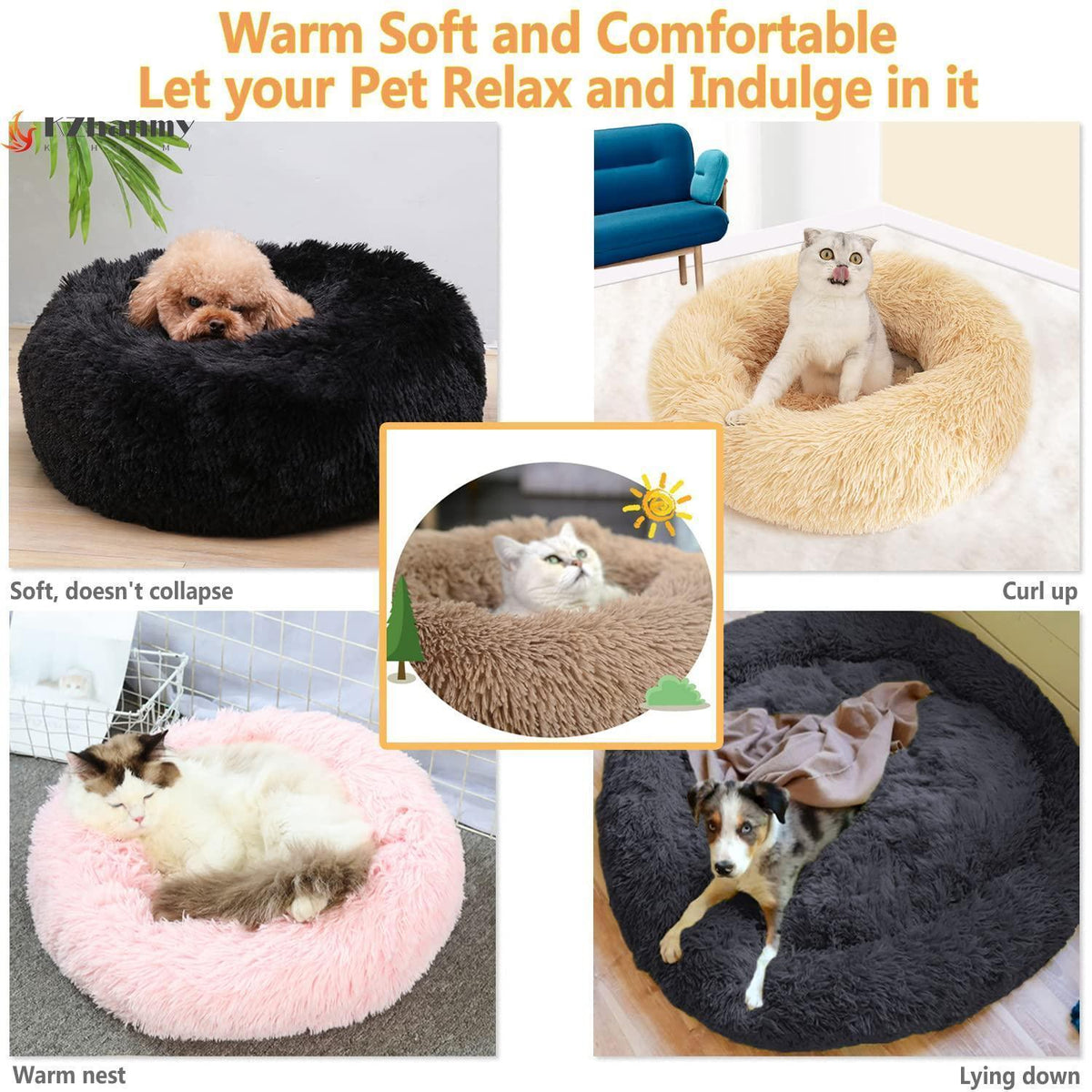Rundes Hundebett Flauschig Donut – Bequemes Hundesofa in 12 Farben