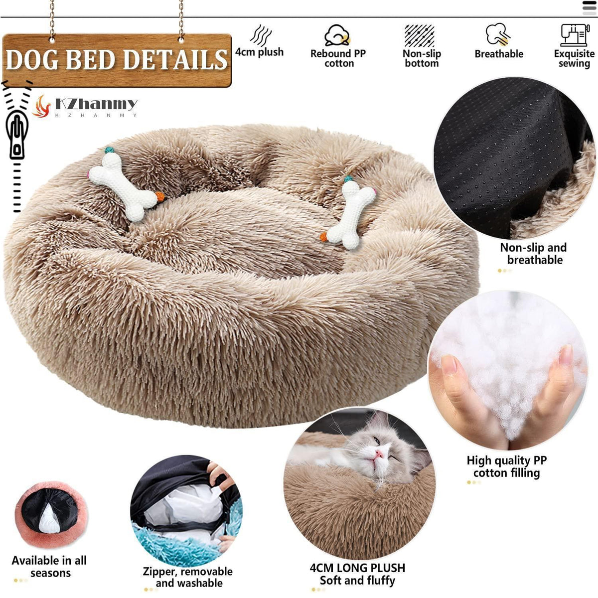 Rundes Hundebett Flauschig Donut – Bequemes Hundesofa in 12 Farben