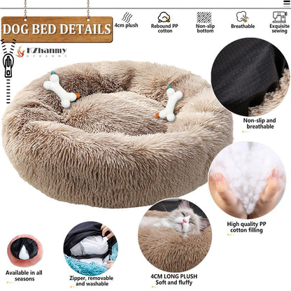 Rundes Hundebett Flauschig Donut – Bequemes Hundesofa in 12 Farben