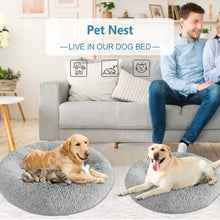 Rundes Hundebett Flauschig Donut – Bequemes Hundesofa XL Grau