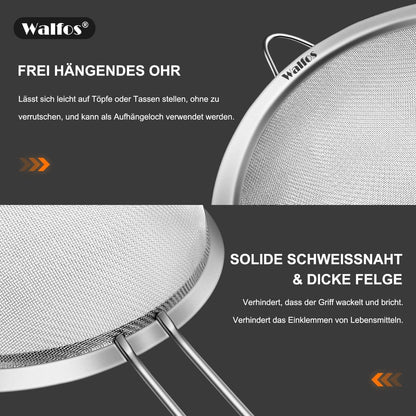 Feinmaschsieb-Set Premium-Edelstahlsiebe verstärktem Rahmen