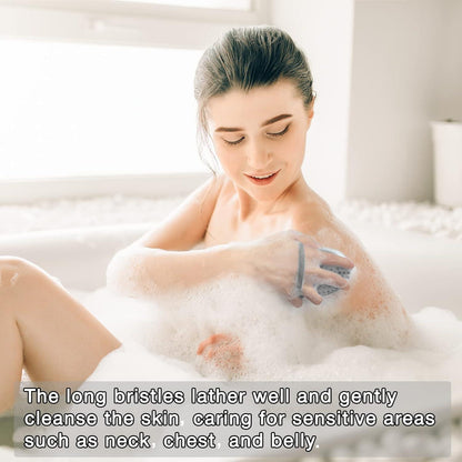 Hience Körperbürste aus Silikon für Peeling und Massage, Rutschfeste Schlaufe, Grau
