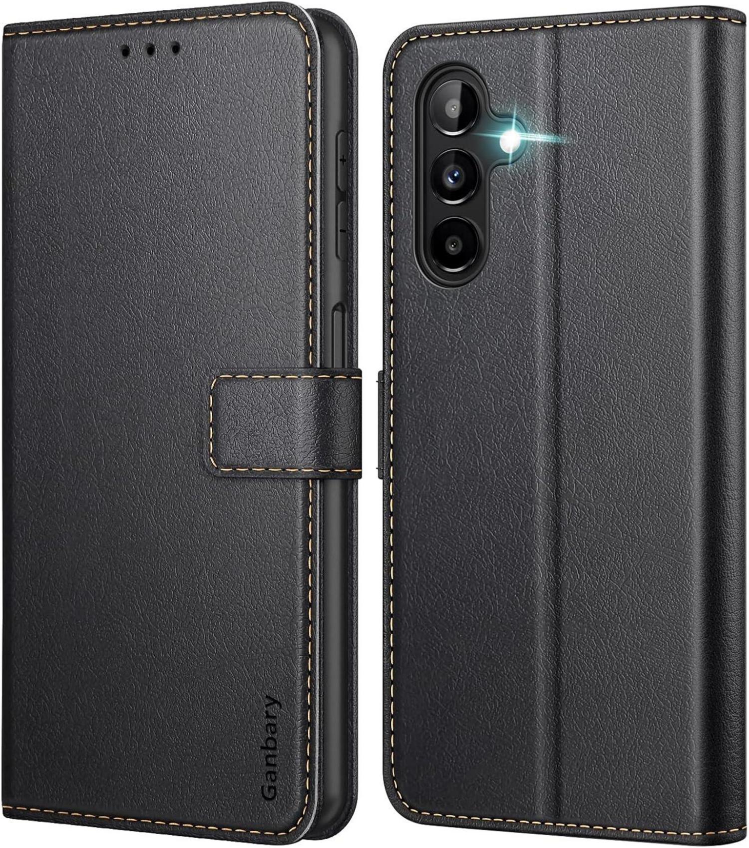 Samsung Galaxy A13 5G/A04s Handyhülle Premium Leder Flipcase Schwarz
