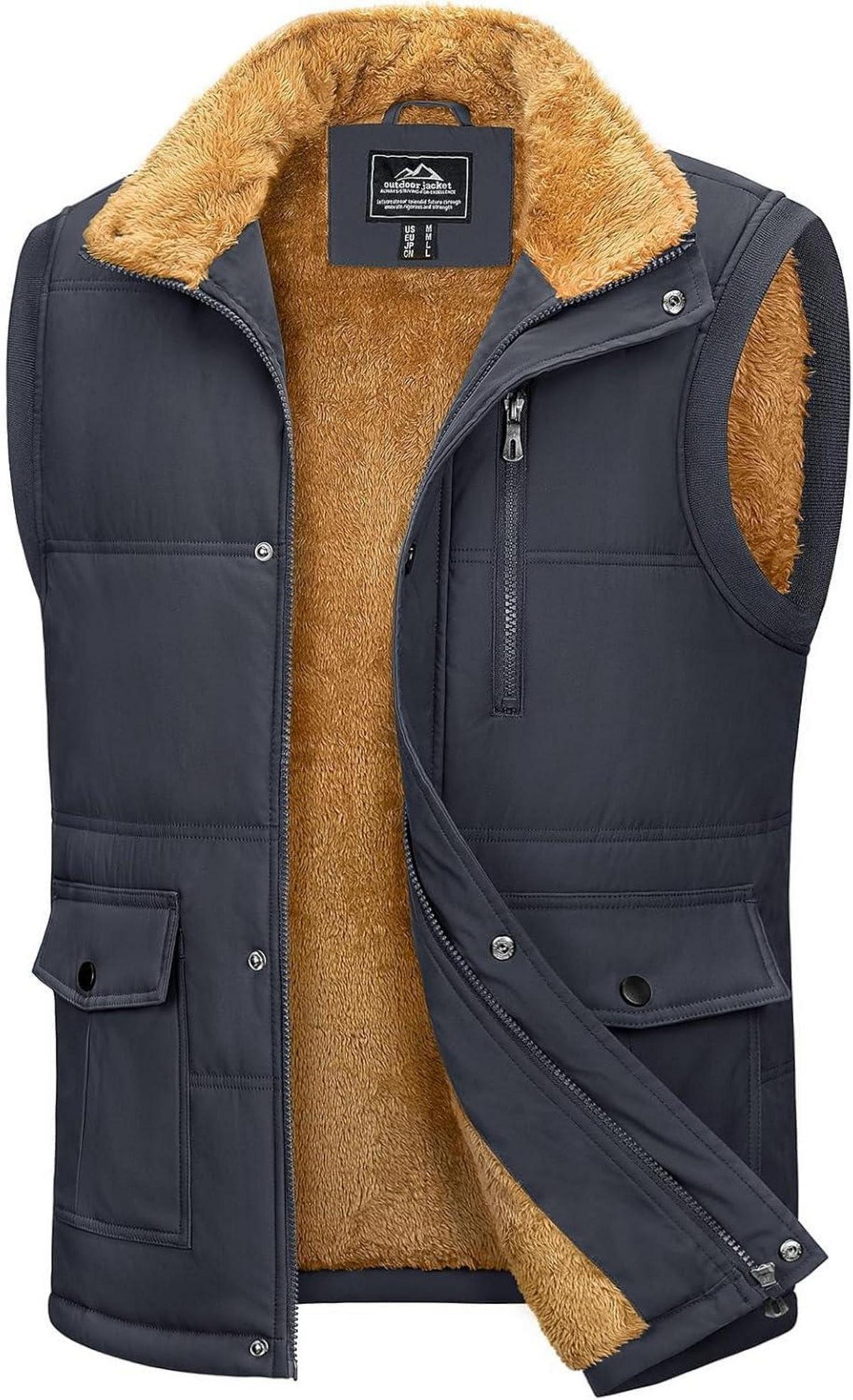 Winterweste Herren Gefüttert Outdoor Fleeceweste Ärmellos Jacke