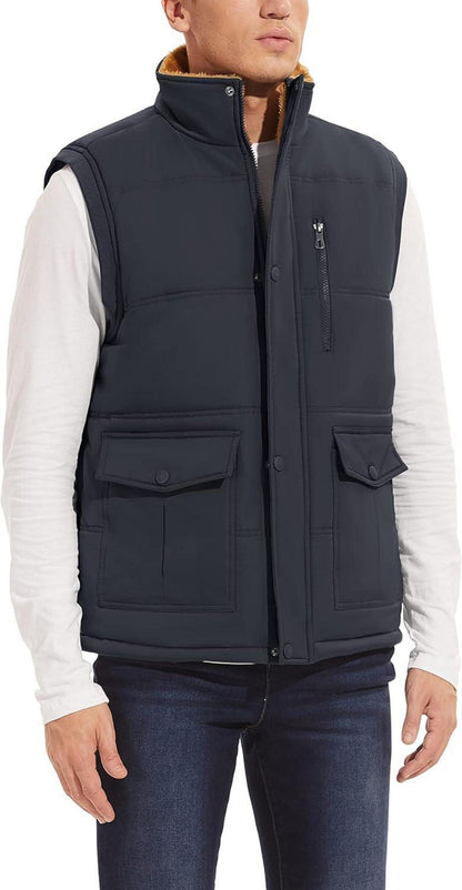 Herren Winterweste Gefüttert Outdoor Fleeceweste Ärmellos