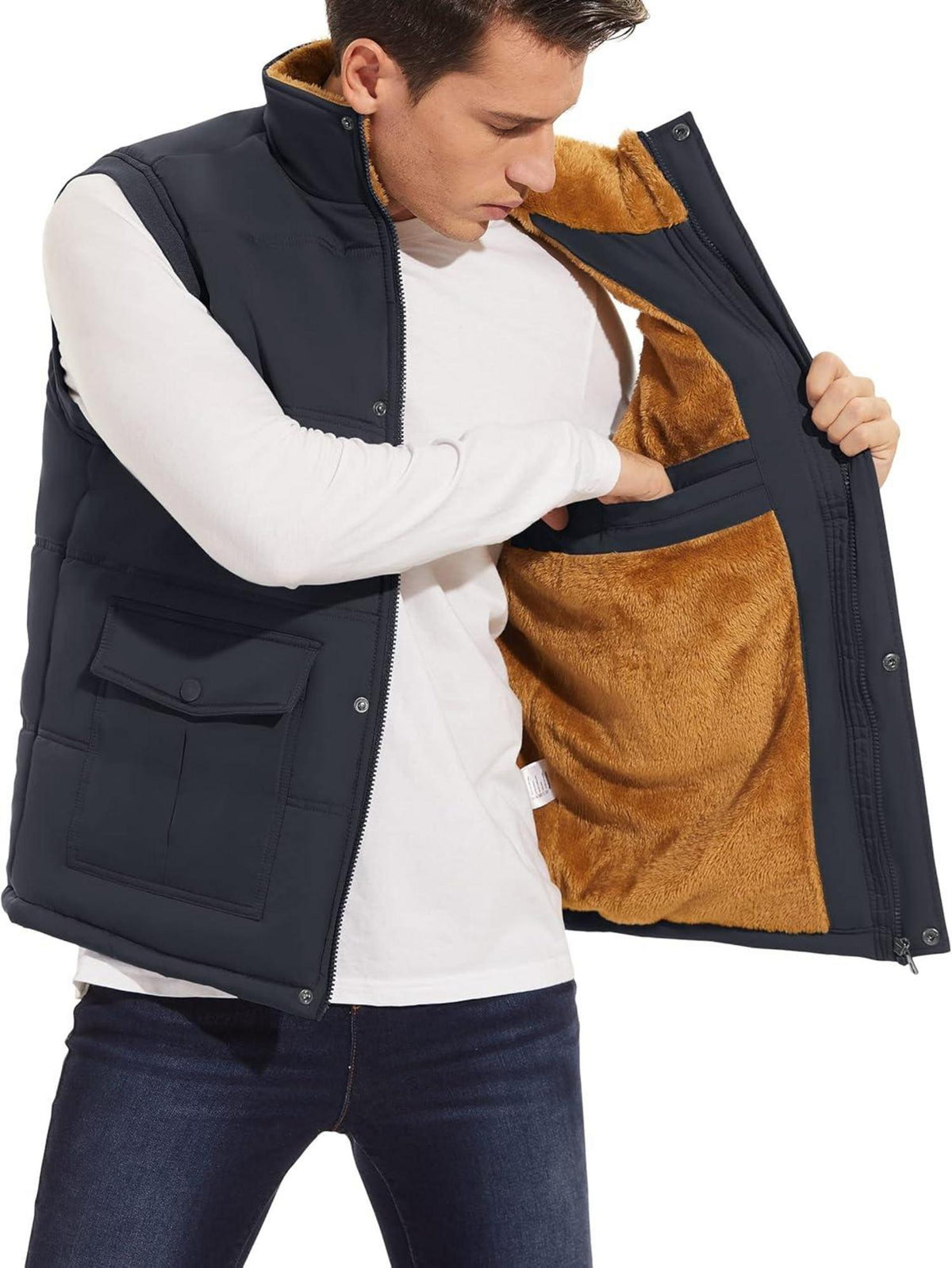 Winterweste Herren Gefüttert Outdoor Fleeceweste Ärmellos Jacke