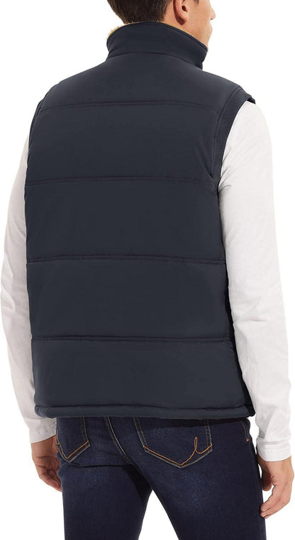 Herren Winterweste Gefüttert Outdoor Fleece Thermo Weste Multi Taschen L Dunkelgrau