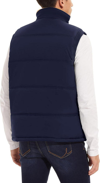 Herren Winterweste Gefüttert Outdoor Fleeceweste Multi Taschen M Dunkelblau
