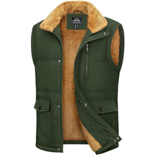 Gefütterte Fleeceweste Herren – Winterjacke Ärmellos, Mehr Taschen, Armeegrün