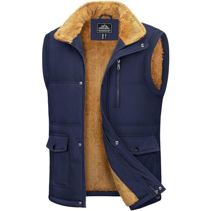Gefütterte Fleeceweste Herren – Winterjacke Ärmellos Dunkelblau