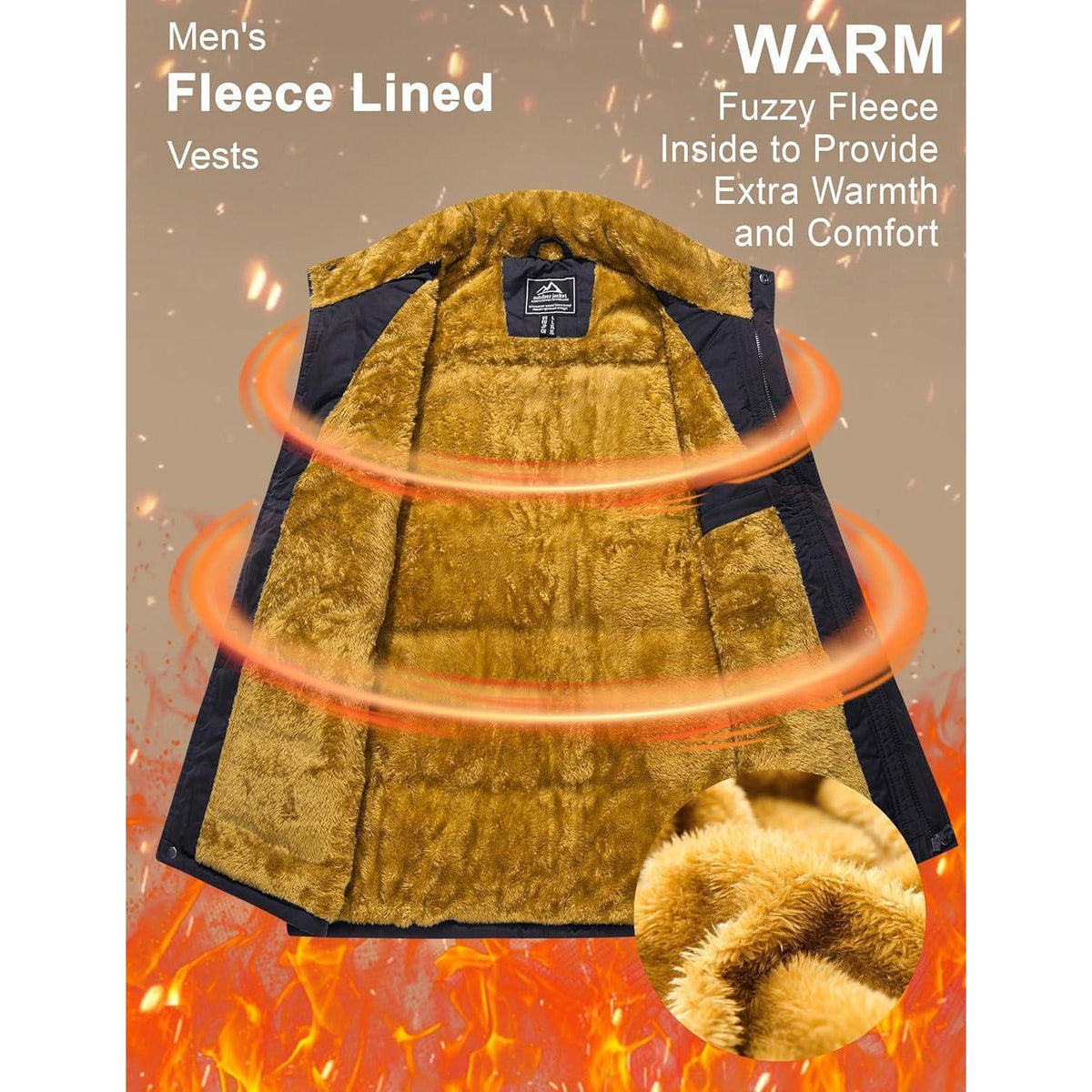 Gefütterte Fleeceweste Herren – Winterjacke Ärmellos Dunkelblau