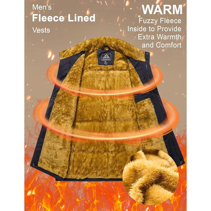 Gefütterte Fleeceweste Herren – Winterjacke Ärmellos Dunkelblau