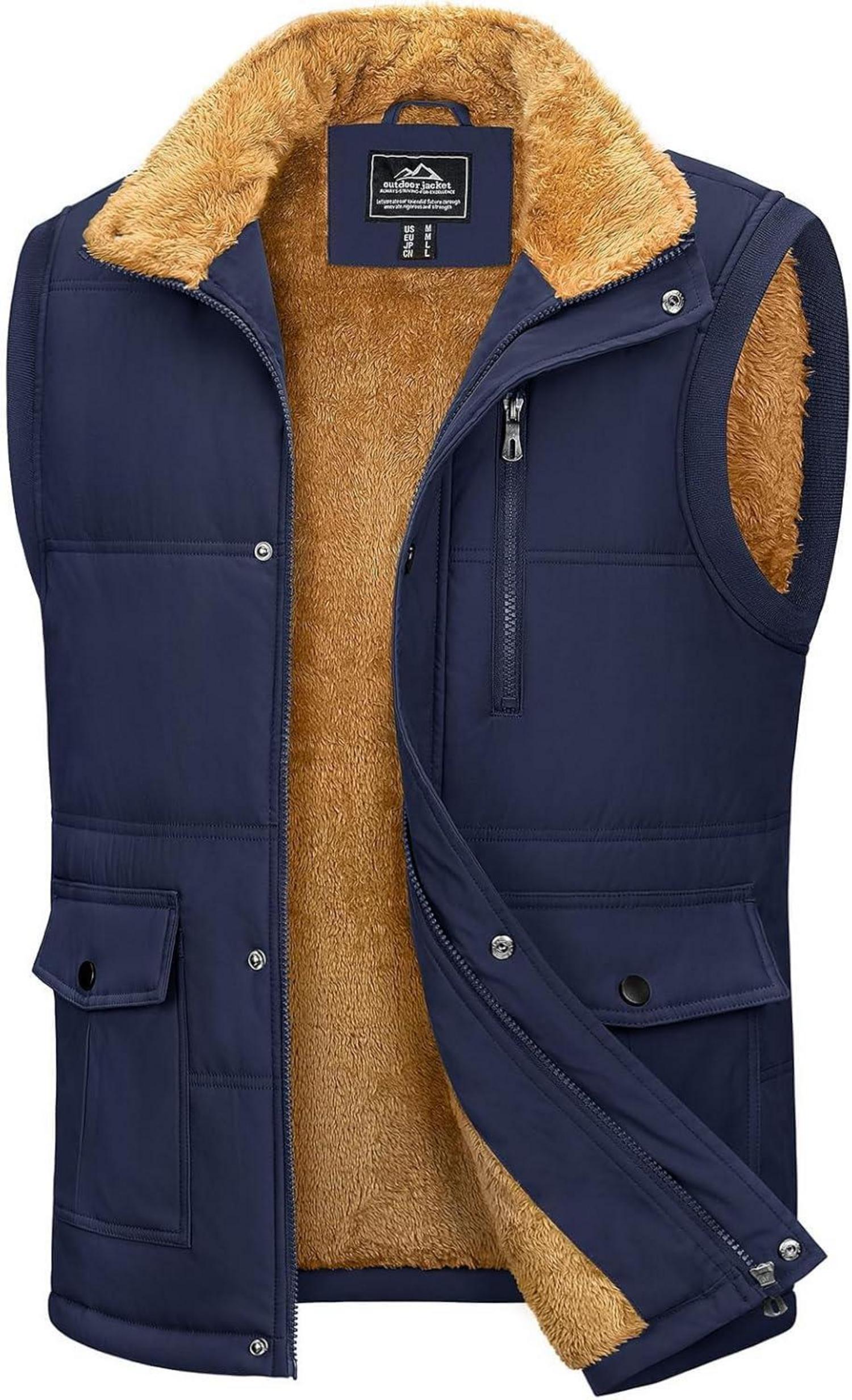 Herren Winterweste Gefüttert Outdoor Fleeceweste Multi Taschen