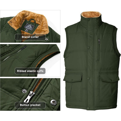 Gefütterte Fleeceweste Herren – Winterjacke Ärmellos, 3XL, Armeegrün