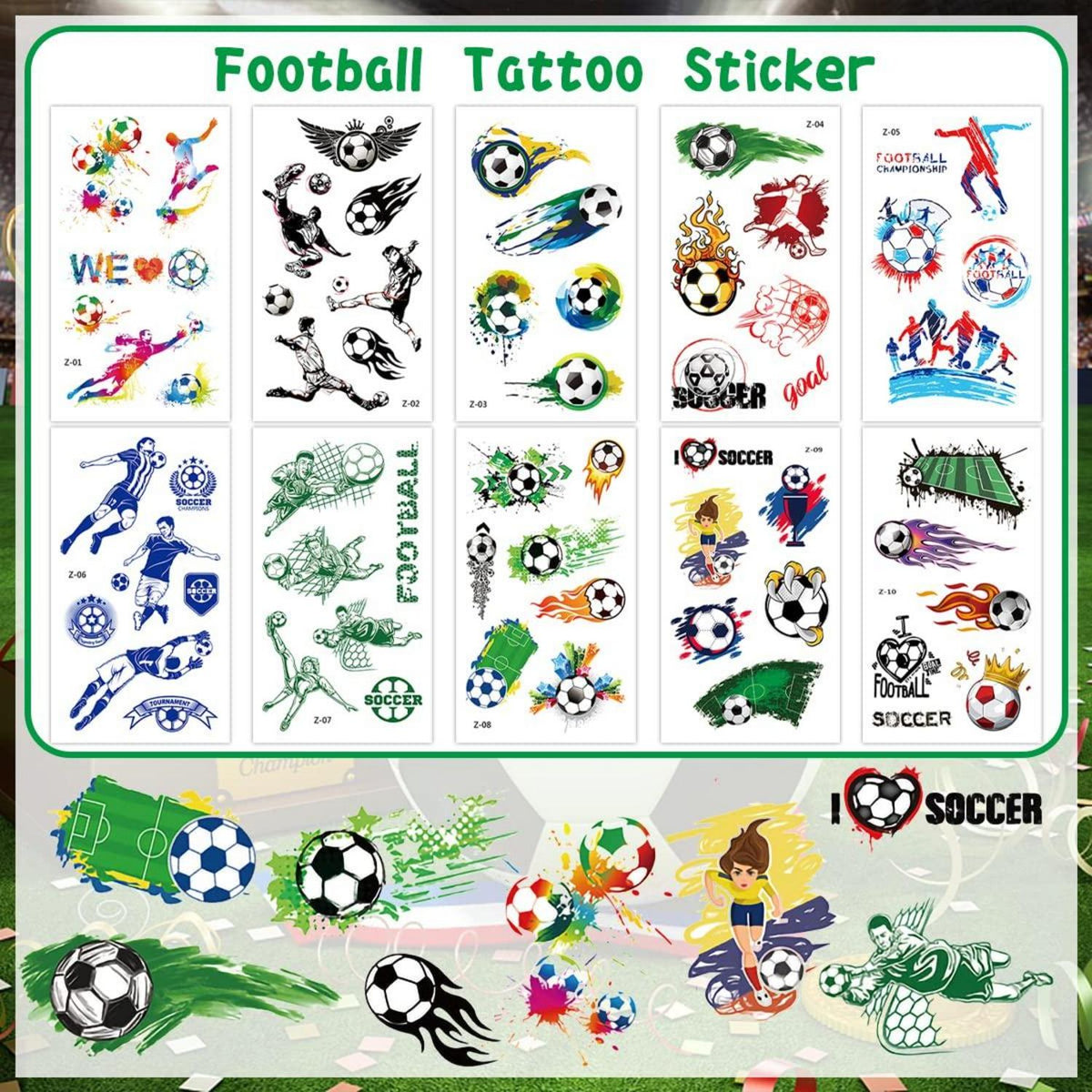 Fußball Tattoos Kinder Leuchten im Dunkeln Set