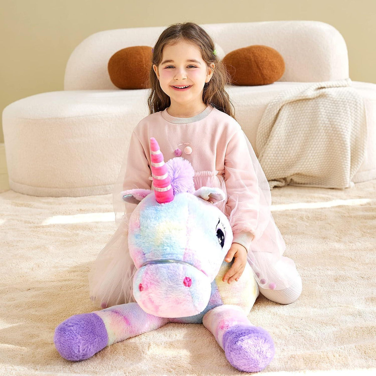 Riesiges Einhorn Stofftier 110cm - Kuscheliges Plüschtier Geschenk
