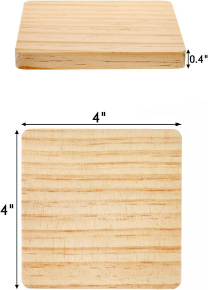 Dicunoy 20 Stück Quadratische Holzuntersetzer 10x10cm DIY