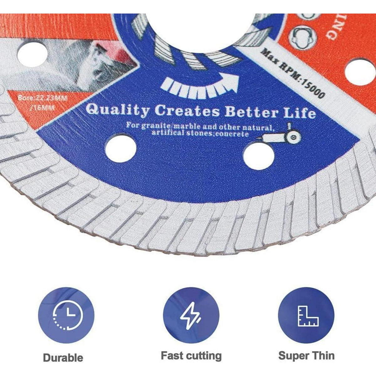 Diamant Trennscheibe 115mm Turbo für Beton, Granit, Stein (10 Stück)