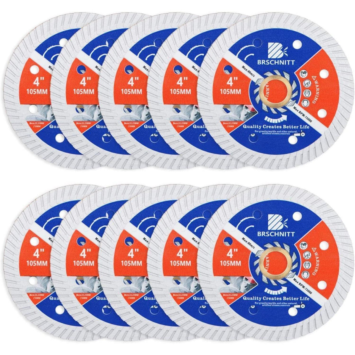 Diamant Trennscheiben 105mm Turbo 10 Stück für Beton & Stein