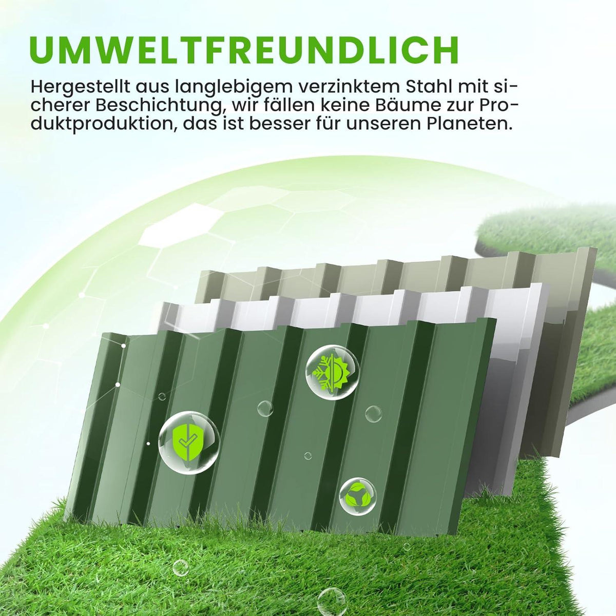 Hochbeet 174x90x46cm verzinkter Stahl Frühbeet Pflanzkasten Gemüse Kräuter Blumen