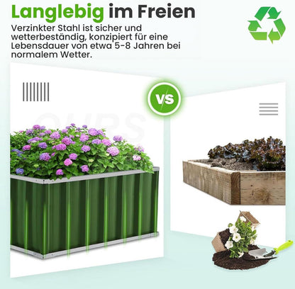 Hochbeet 174x90x46cm verzinkter Stahl Frühbeet Pflanzkasten Gemüse Kräuter