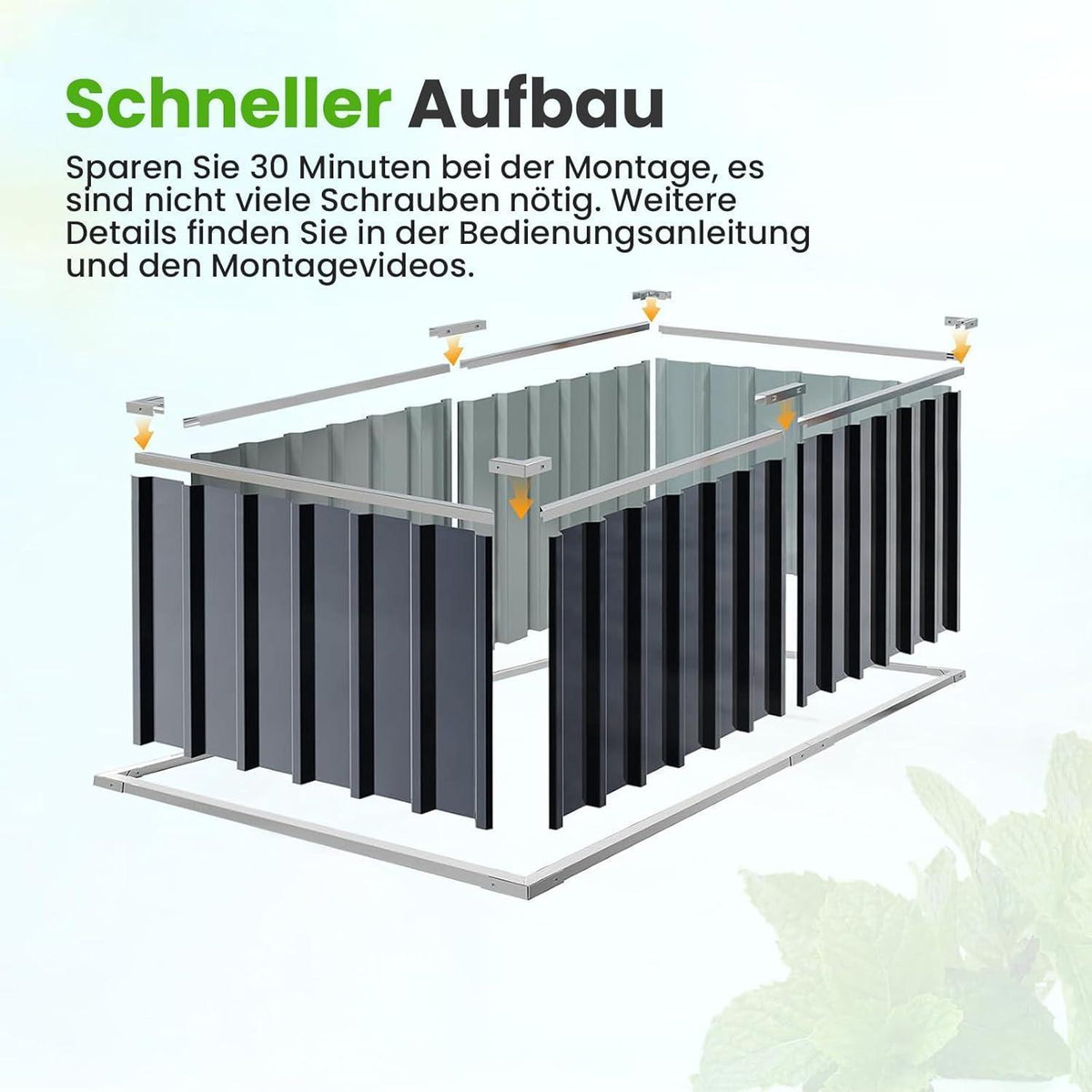 Hochbeet aus verzinktem Stahl 174x90x60cm Grau