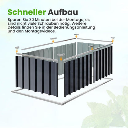 Hochbeet aus verzinktem Stahl 174x90x60cm Grau