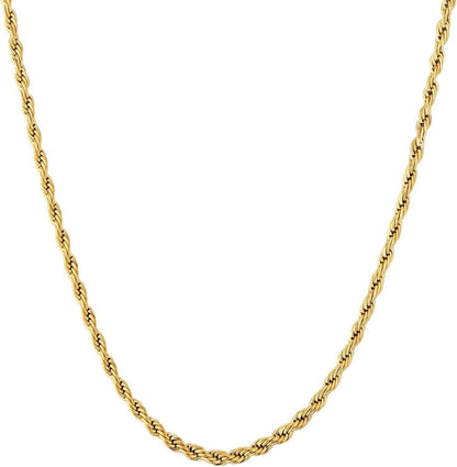 Goldkette Rope Kette Edelstahl 2,5mm 55,9cm 18K GoldSilber