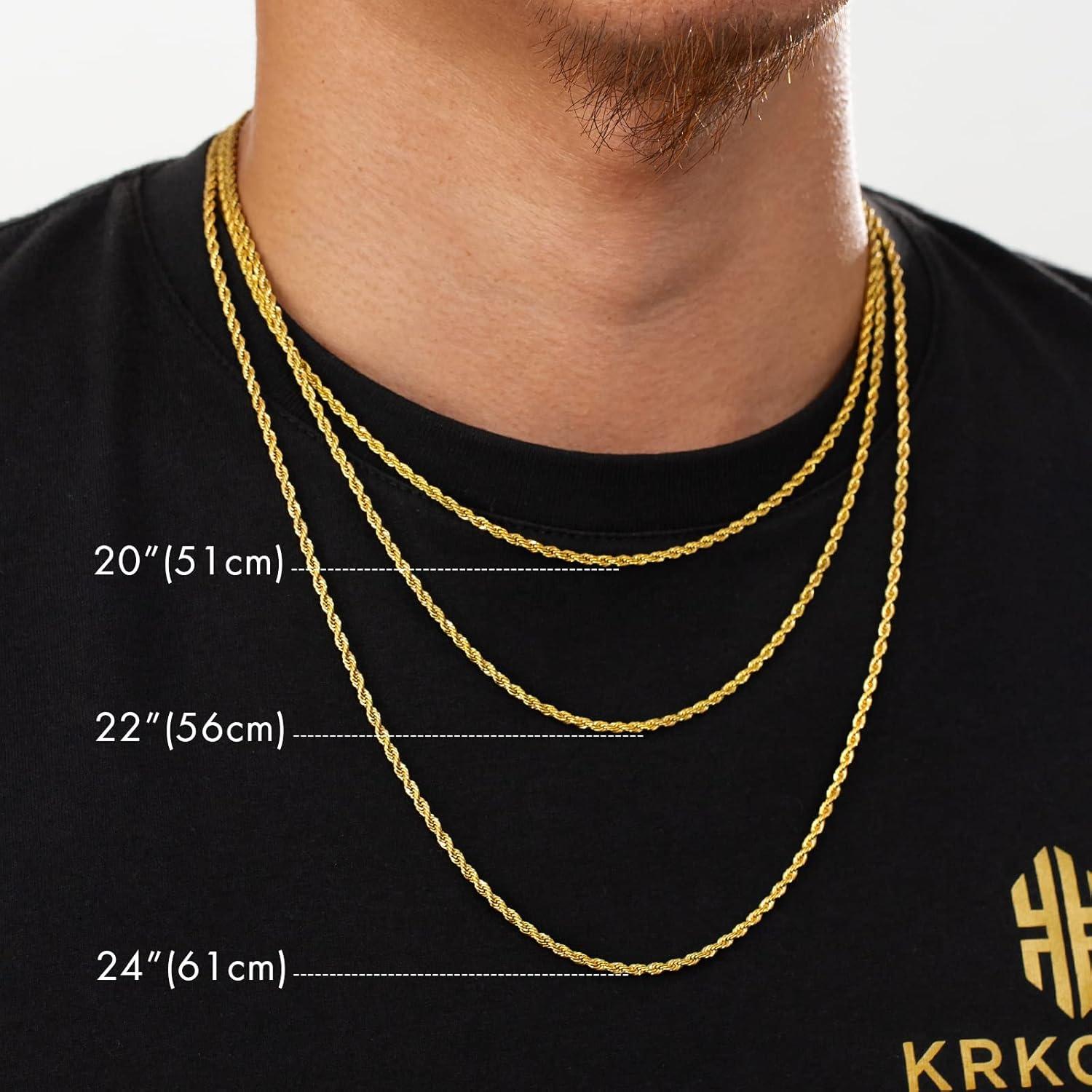 Goldkette Herren Silberkette 2,5mm dünne Kordelkette Rope Kette