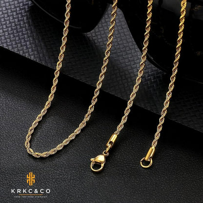 Goldkette Herren 2,5mm dünne Rope Kette Edelstahl 55,9cm Gold/Weißgold