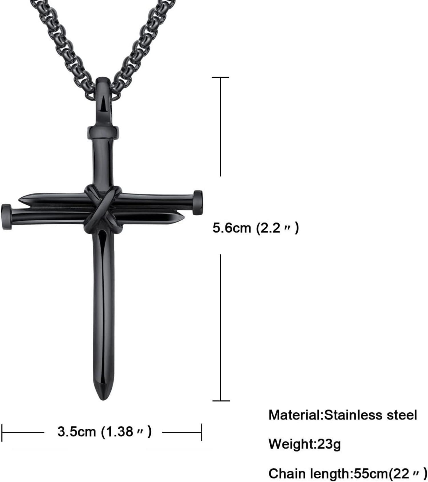 Edelstahl Kreuz Anhänger Nägel Halskette Punk Schmuck Herren