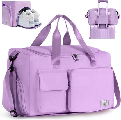 Sporttasche 35L Damen Faltbar mit Schuh- und Nassfach Lila