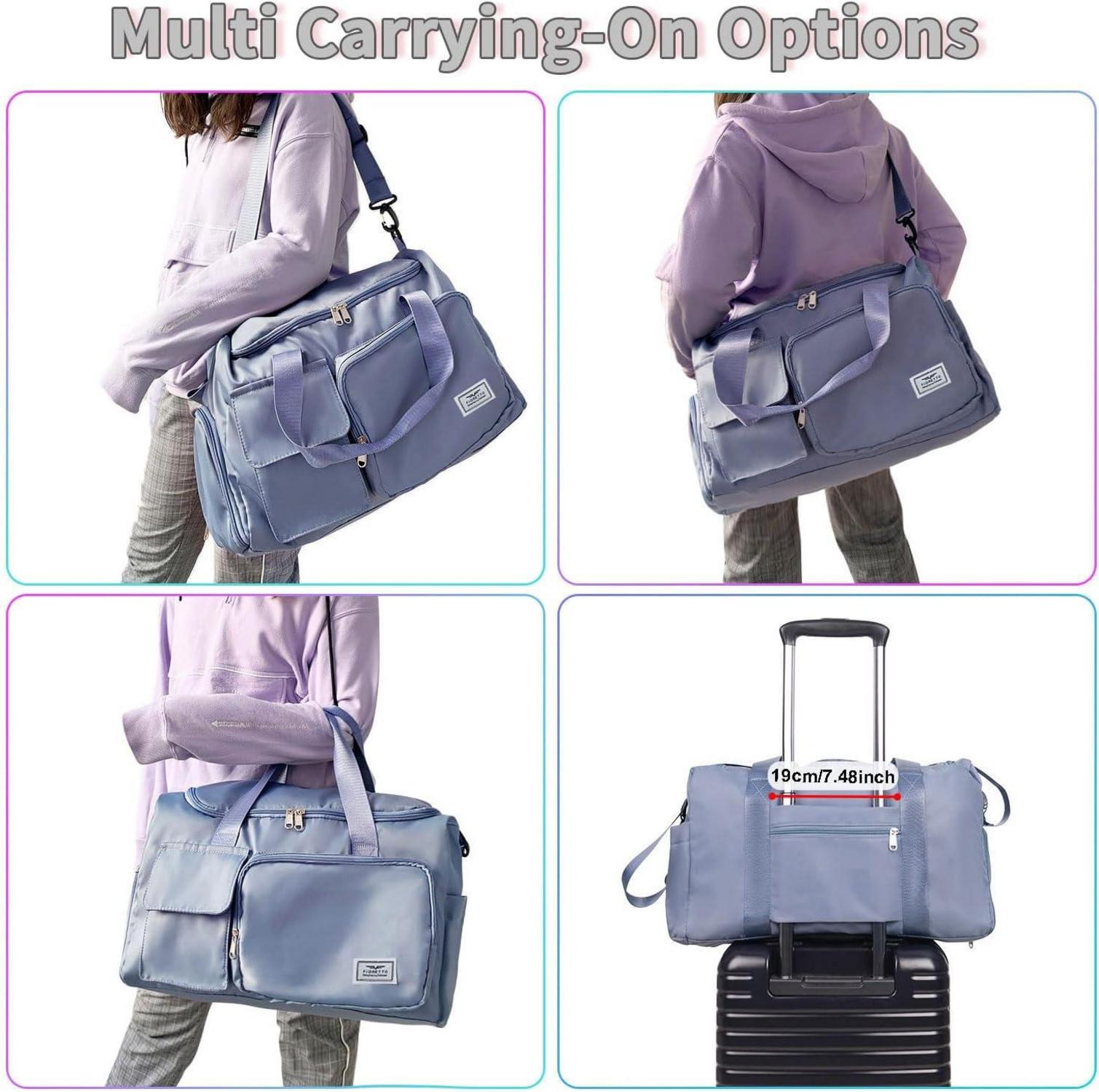 Sporttasche Damen Faltbar 35L mit Schuhfach & Nassfach Blau
