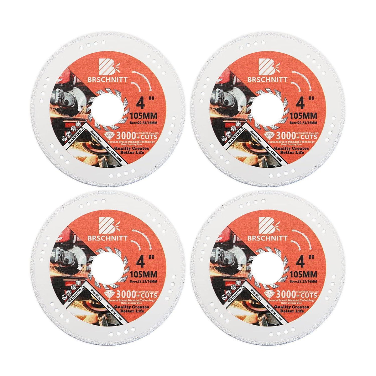 Diamant-Trennscheiben 4er-Set 105mm für Metall & Stahl