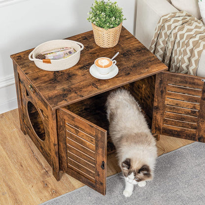 Katzenklo Schrank Holz Jalousien-Stil Eisenfüßen