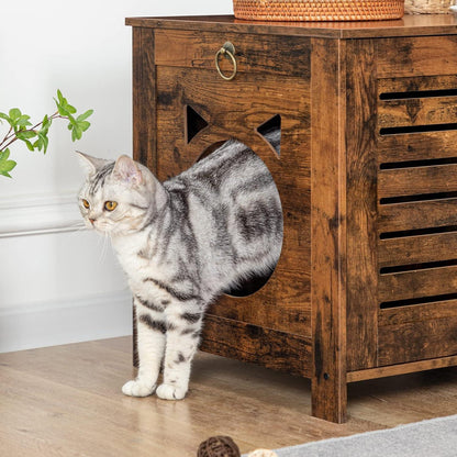 Katzenklo Schrank Holz Jalousien-Stil Eisenfüßen