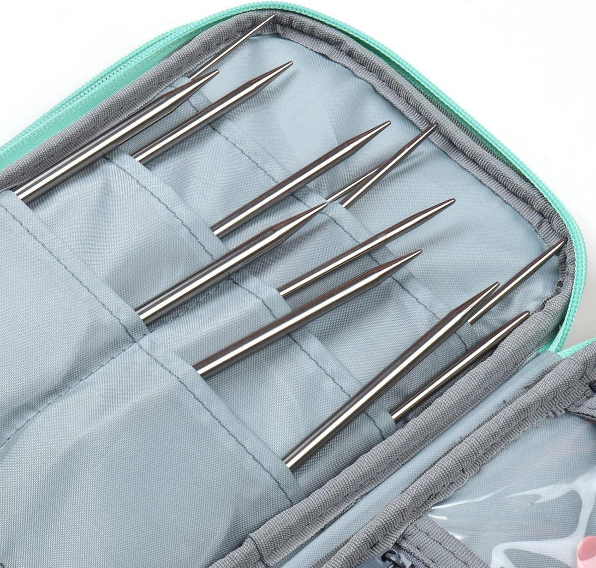 Edelstahl Rundstricknadel Set 9 Stück 80cm Etui Häkelzubehör 2,5-10mm für Anfänger & Erwachsene