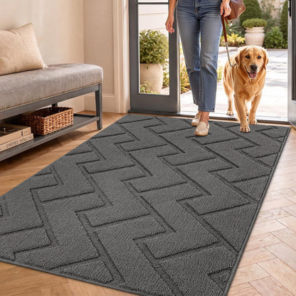 Fußmatte Grau 90x150cm - Waschbare Schmutzfangmatte für Innen & Außen