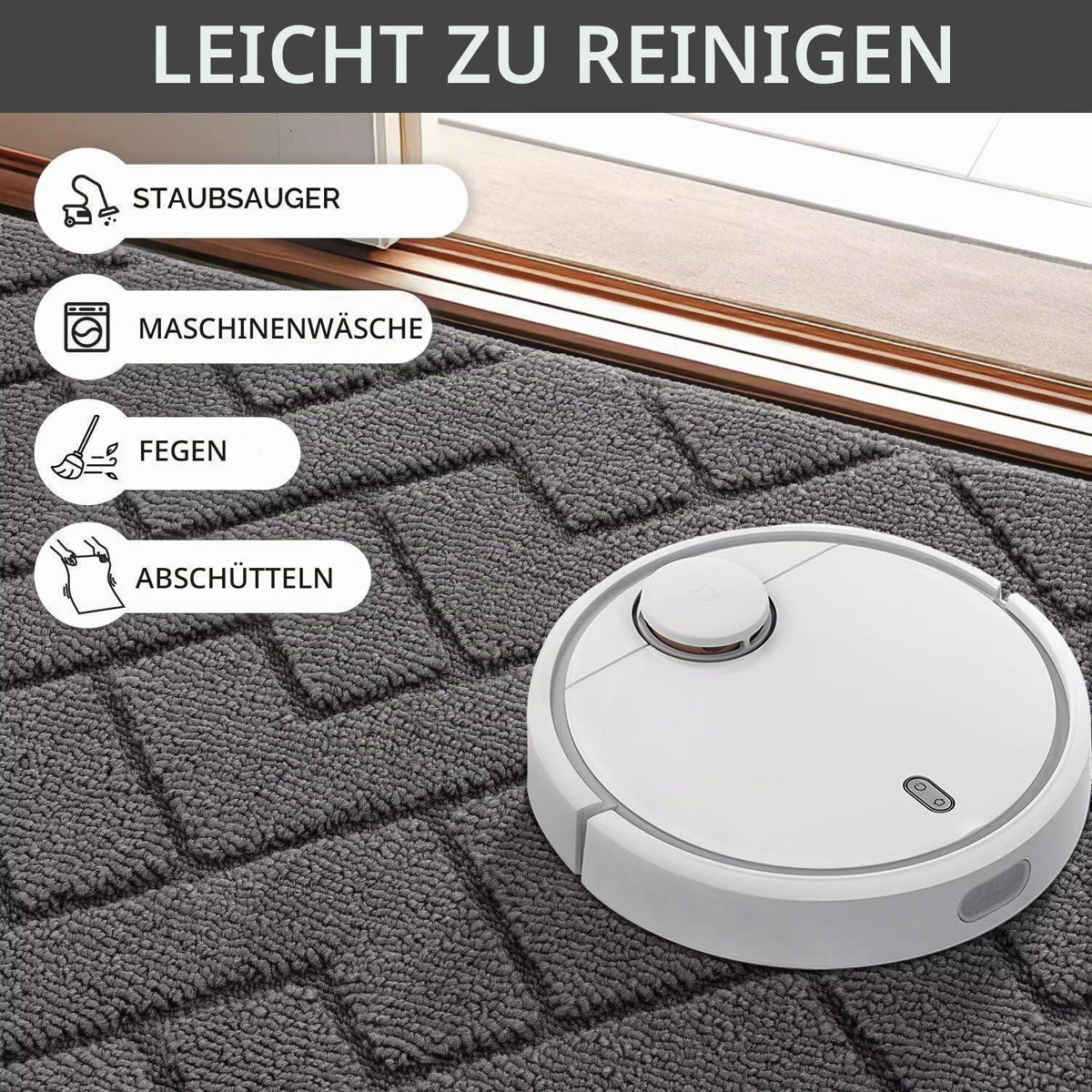Fußmatte Grau 90x150cm - Waschbare Schmutzfangmatte für Innen & Außen