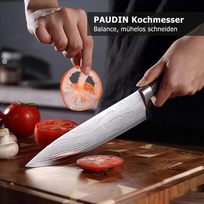 Hochwertiges PAUDIN 14tlg. Messerblock Set aus Edelstahl mit Holzblock