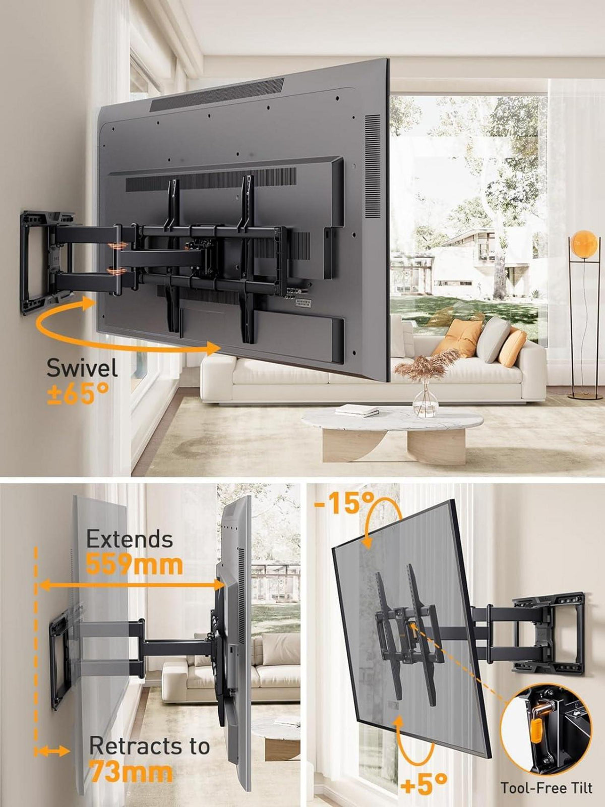 TV Wandhalterung 42-90 Zoll bis 68KG vollbeweglich VESA 600x400mm
