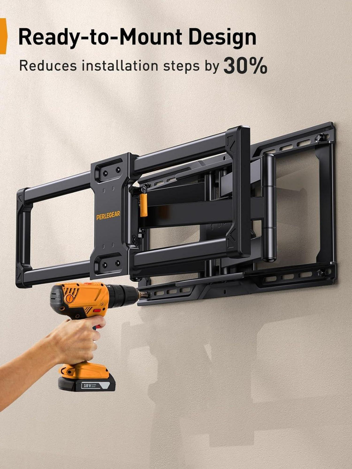 Perlegear vollbewegliche TV Wandhalterung bis 90 Zoll, 68KG, Max VESA 600x400mm