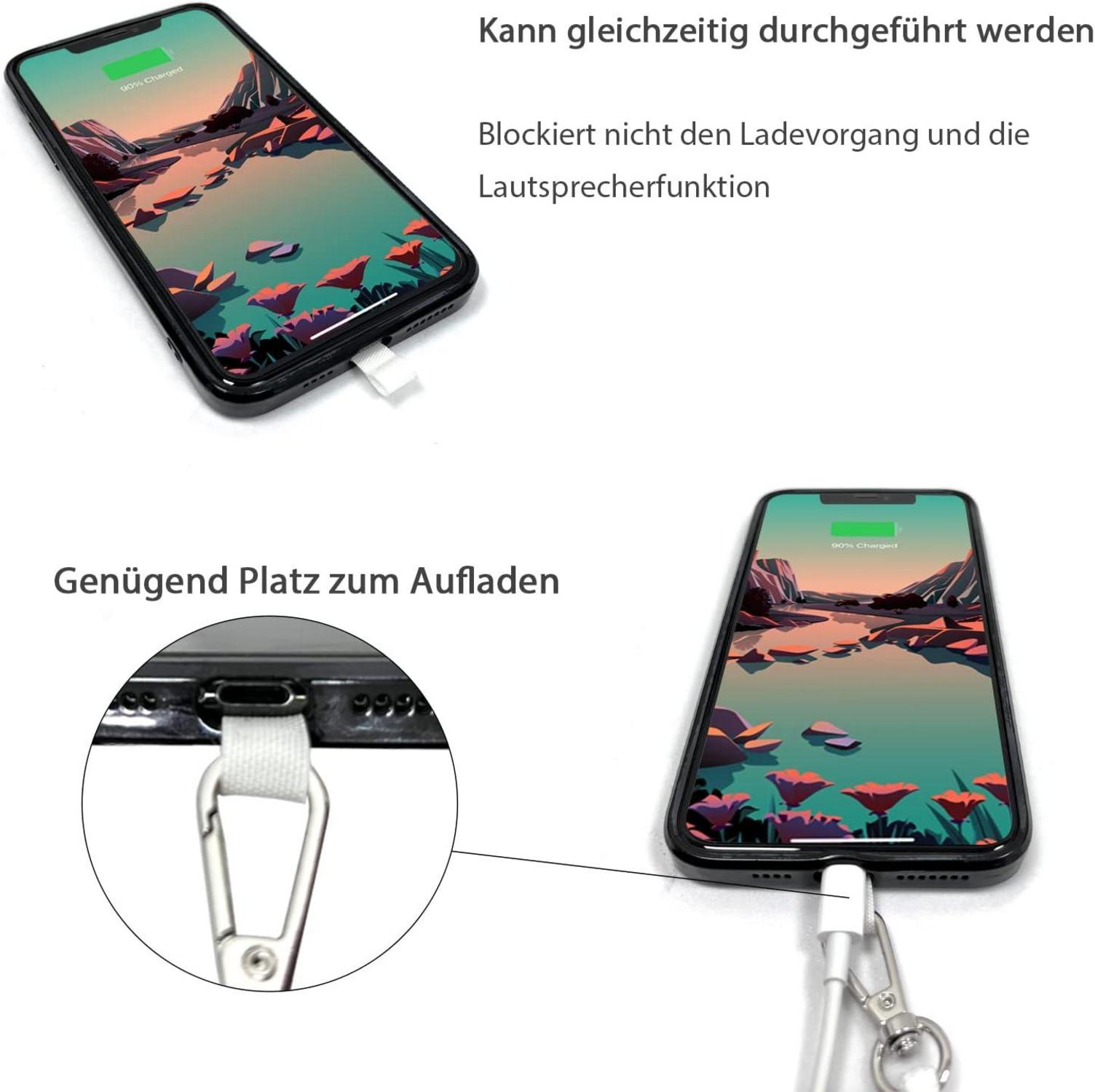 Handykette Universal zum Umhängen Hülle mit Kordel - Weiß Grau