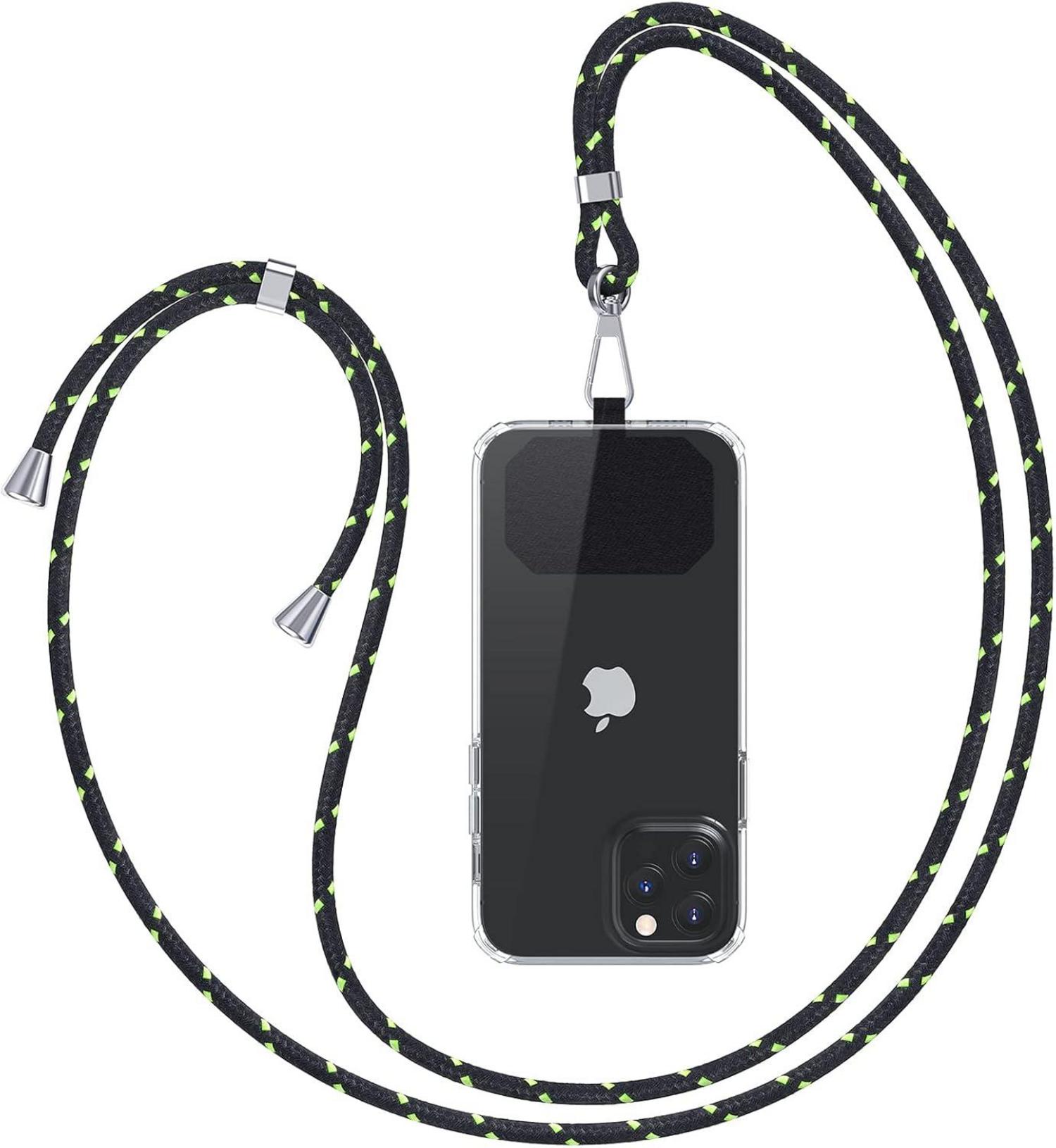 Handykette Universal zum Umhängen Schwarz Green Silikon Gadget