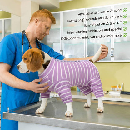 Hundebody Op Kastration Langarm Baumwolle Atmungsaktiv Lila XL