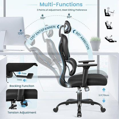 Ergonomischer Bürostuhl mit Kopfstütze und