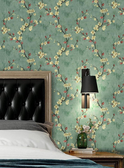 Selbstklebende Fototapete Blumen Design Grün 44 cm x 3 m