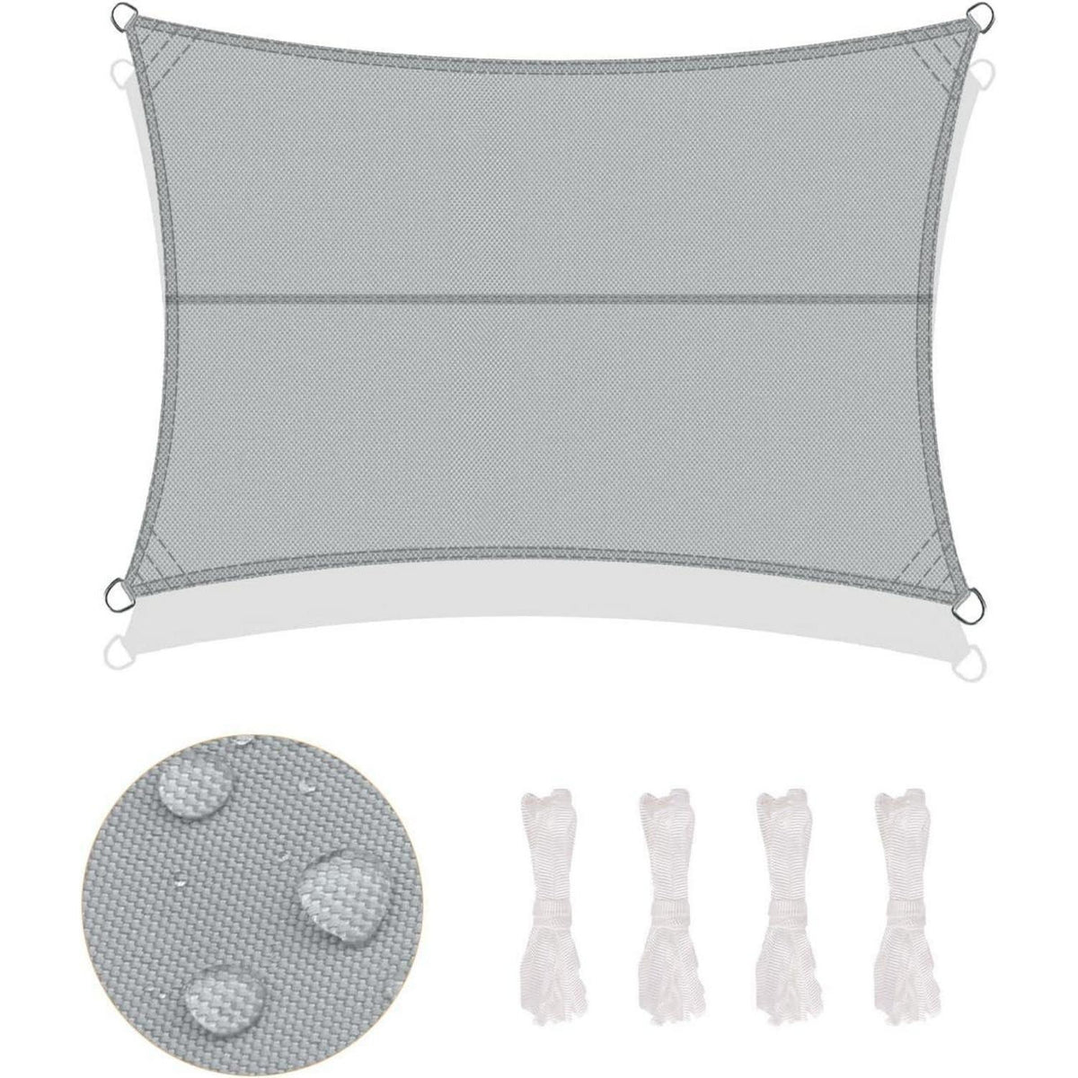 Wasserdichtes Sonnensegel Hellgrau 2.5x3.5m UV-Schutz PES Polyester